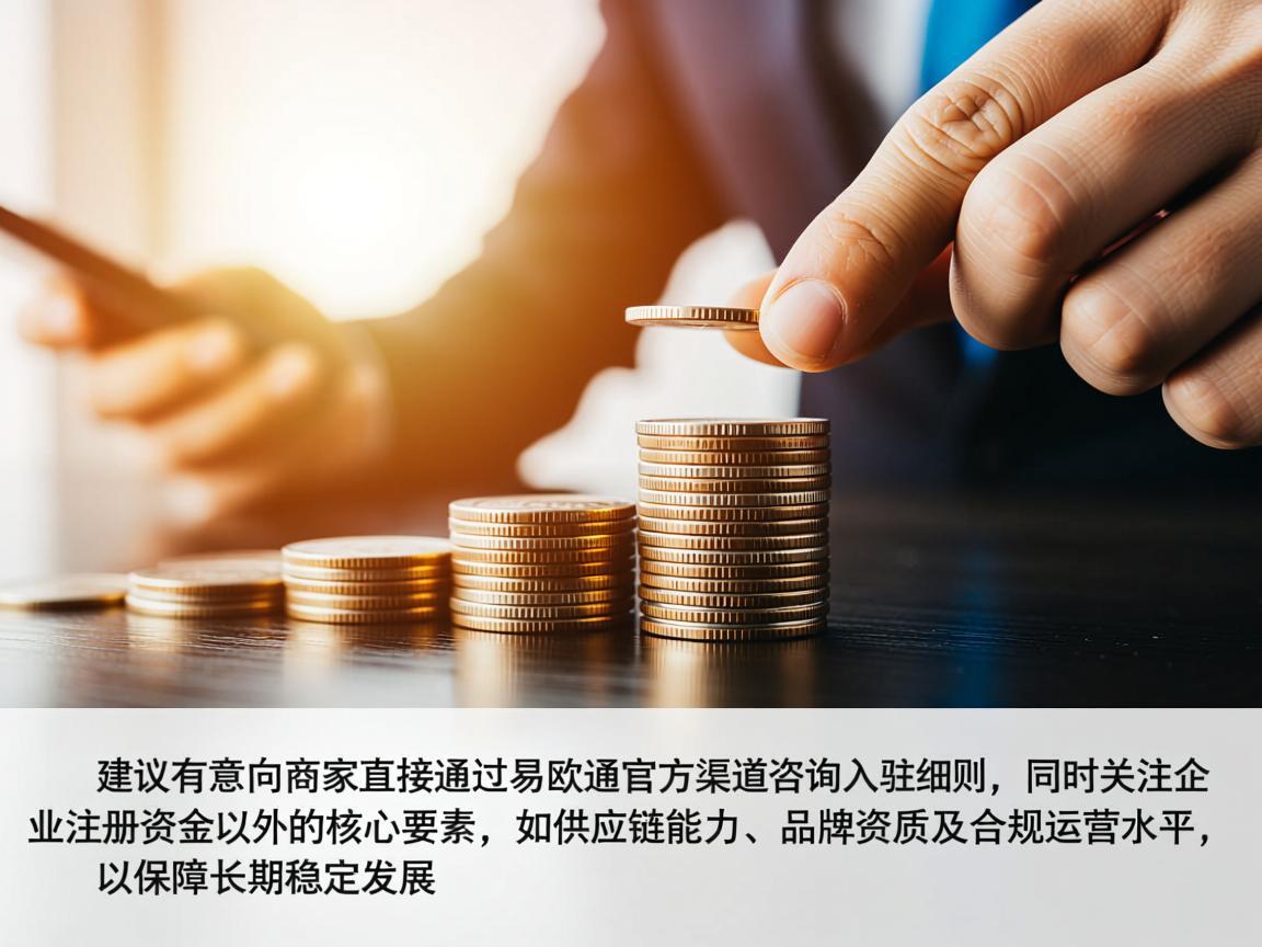 建议有意向的商家直接通过易欧通官方渠道咨询入驻细则，同时关注企业注册资金以外的核心要素，如供应链能力、品牌资质及合规运营水平，以保障长期稳定发展